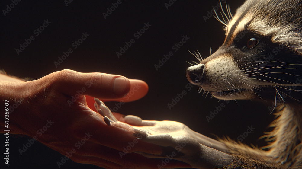 Poster close up of a hand holding a cat