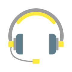 headset icon vector or logo illustration flat color style