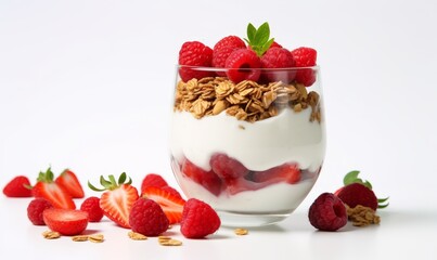 Yogurt with strawberries berries. 