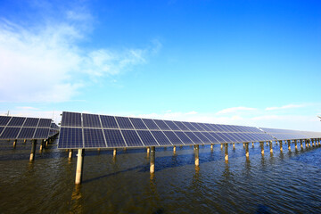 Solar panels on the water