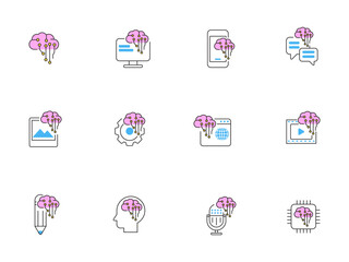 Set of AI icons with colorful design on white background