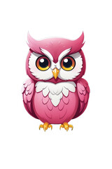 Obraz premium Pink owl with big eyes isolated on transparent background