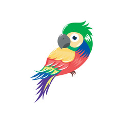 set of parrot bird animal isolated on white background. set with cute cartoon parrots illustrations