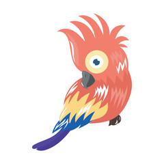 set of parrot bird animal isolated on white background. set with cute cartoon parrots illustrations