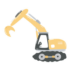 set of construction machinery isolated on white background. 