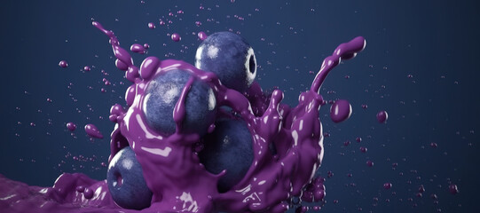 Obraz na płótnie Canvas splash of blueberry fruit ice cream 13