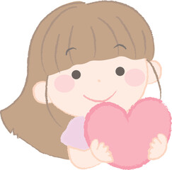 ハートを持った女の子のイラスト1-2