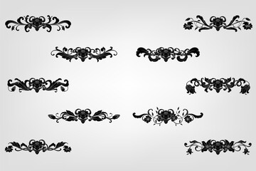 Classical Baroque Filigree Decoration Ornament Vintage Floral Border Style Antique Art Retro