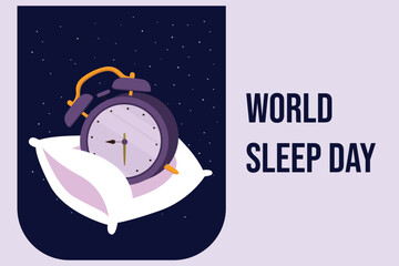 World sleep day concept. Colored flat vector illustration isolated.