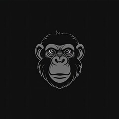 Baboon Animal Logo Black And White Illustration Object Generative AI