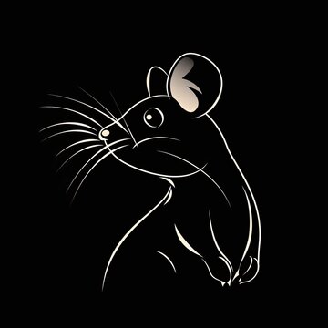 Mouse Animal Logo Grayscale Illustration Element Generative AI