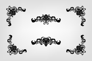 Classical Baroque Filigree Decoration Ornament Vintage Floral Border Style Antique Art Retro