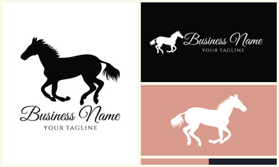 silhouette donkey unicorn logo template