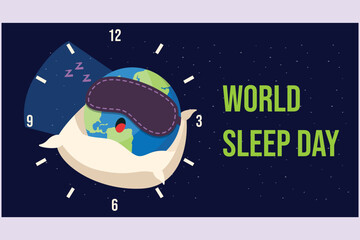 World sleep day concept. Colored flat vector illustration isolated.