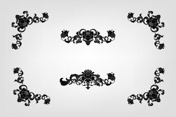 Classical Baroque Filigree Decoration Ornament Vintage Floral Border Style Antique Art Retro