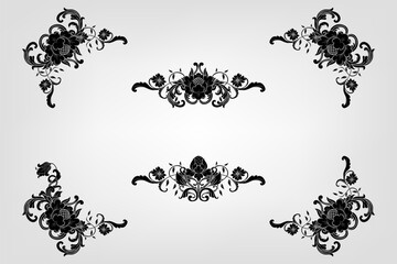 Classical Baroque Filigree Decoration Ornament Vintage Floral Border Style Antique Art Retro