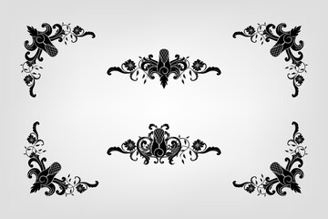 Classical Baroque Filigree Decoration Ornament Vintage Floral Border Style Antique Art Retro