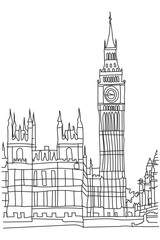 Big Ben clock tower in sketch style