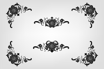 Classical Baroque Filigree Decoration Ornament Vintage Floral Border Style Antique Art Retro