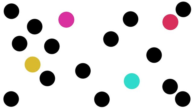 Several black small circles or large dots flash in different colors, like light bulbs or LEDs.