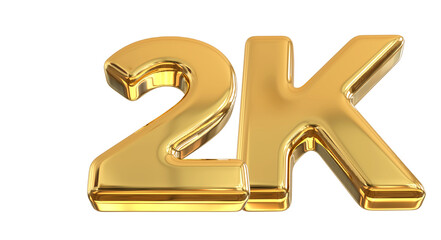 2K Follower Gold 3D Number 