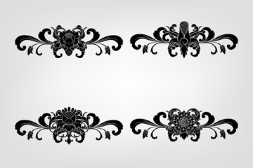 Classical Baroque Filigree Decoration Ornament Vintage Floral Border Style Antique Art Retro