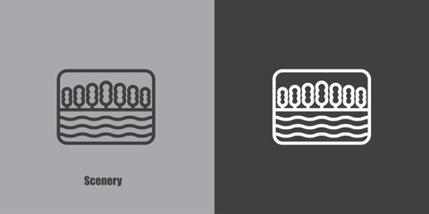 Natural landscape logo with minimalistic striped design