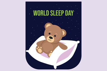 World sleep day concept. Colored flat vector illustration isolated.