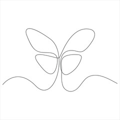 Continuous one line drawing of butterfly line art drawing vector illustration