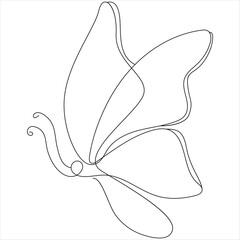 Continuous one line drawing of butterfly line art drawing vector illustration