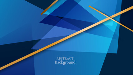 Modern gradient blue abstract presentation background with corporate concept. Contained gold element.