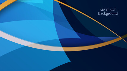 Modern gradient blue abstract presentation background with corporate concept. Contained gold element.