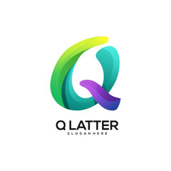 Q letter logo gradient colorful abstract illustration