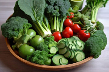 Wholesome Raw Goodness. A vibrant assortment of green vegetables, a feast for clean eating and promoting a healthy lifestyle. Fresh, crisp, and nutritious.