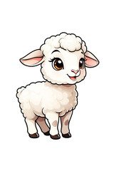 Cute sheep cartoon character isolated on transparent background