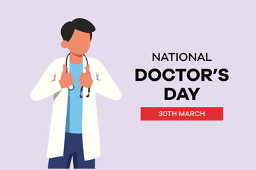 National Doctors Day concept. Colored flat vector illustration isolated.