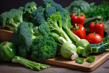 Wholesome Raw Goodness. A vibrant assortment of green vegetables, a feast for clean eating and promoting a healthy lifestyle. Fresh, crisp, and nutritious.