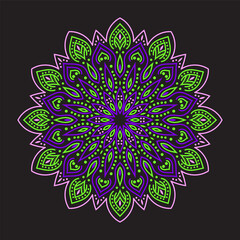 Circular pattern in form of mandala for Henna, Mehndi, tattoo, decoration. Decorative ornament in ethnic oriental style. Coloring book page, Oriental pattern, vector illustration. logo vintage