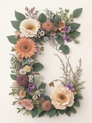 A photo of leaves and flower wreath Template Generative AI