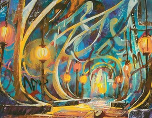 street background with swirls and graffiti 