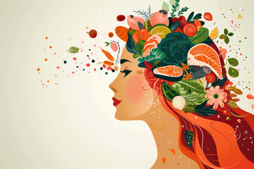 Healthy Diet: A balanced diet rich in vitamins and minerals contributes to overall hair health - obrazy, fototapety, plakaty