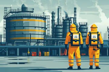 Emergency response: Prompt and effective response is crucial to minimize the spread and impact of a chemical spill. - obrazy, fototapety, plakaty