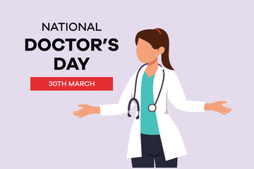 National Doctors Day concept. Colored flat vector illustration isolated.