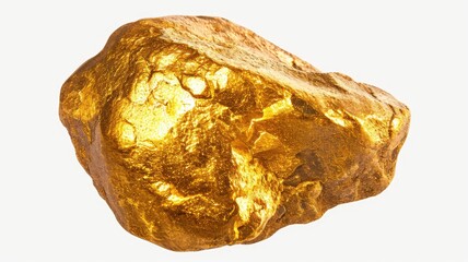 gleaming raw gold ore, isolated white background. realistic depiction for educational, jewellery crafting, and asset management visuals