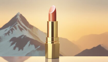 lipstick on golden mountain background - obrazy, fototapety, plakaty