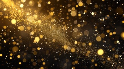 mesmerizing golden glitter fireworks display background, perfect for celebration themed graphic designs, high-quality festive and new year's eve decorations, isolated black background - obrazy, fototapety, plakaty
