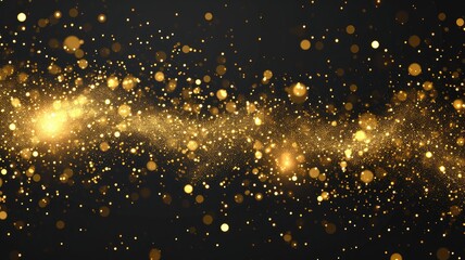 Fototapeta na wymiar spectacular gold glitter celebration background with firework effect, high-resolution image for gala event promotions, anniversary, and grand opening designs, isolated black background