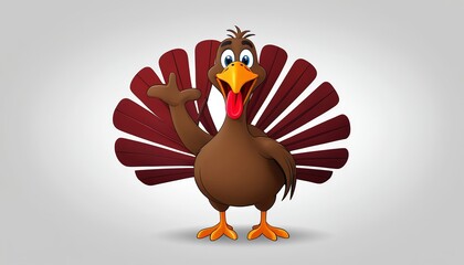 Friendly Gesture: Happy Turkey Cartoon Waving