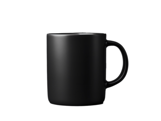black mug on transparent background, PNG