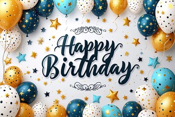 Happy birthday moments holiday cheer time to celebrate life party decoration of balloons card expressions of joy event marked by greeting background of festive design illustration of anniversary